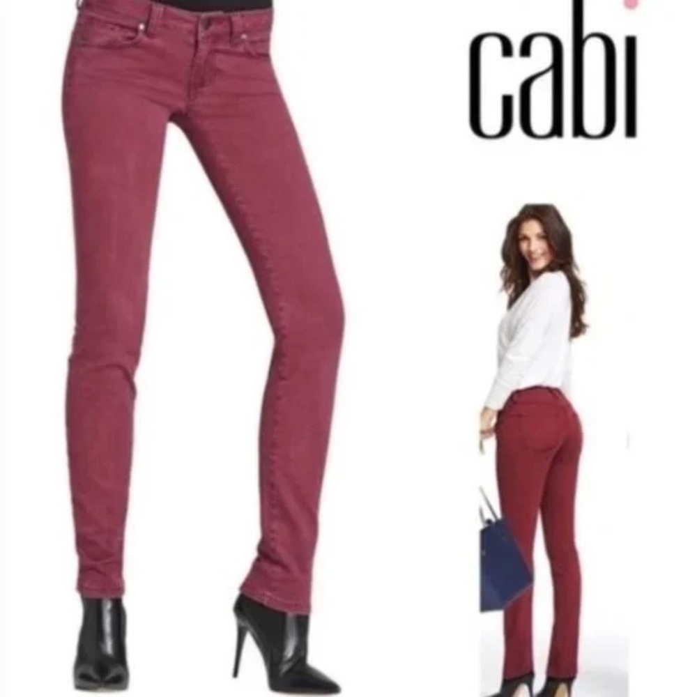 CAbi Bordeaux Wash CAbi Curvy Skinny Jeans Size 2 Stretchy Style126